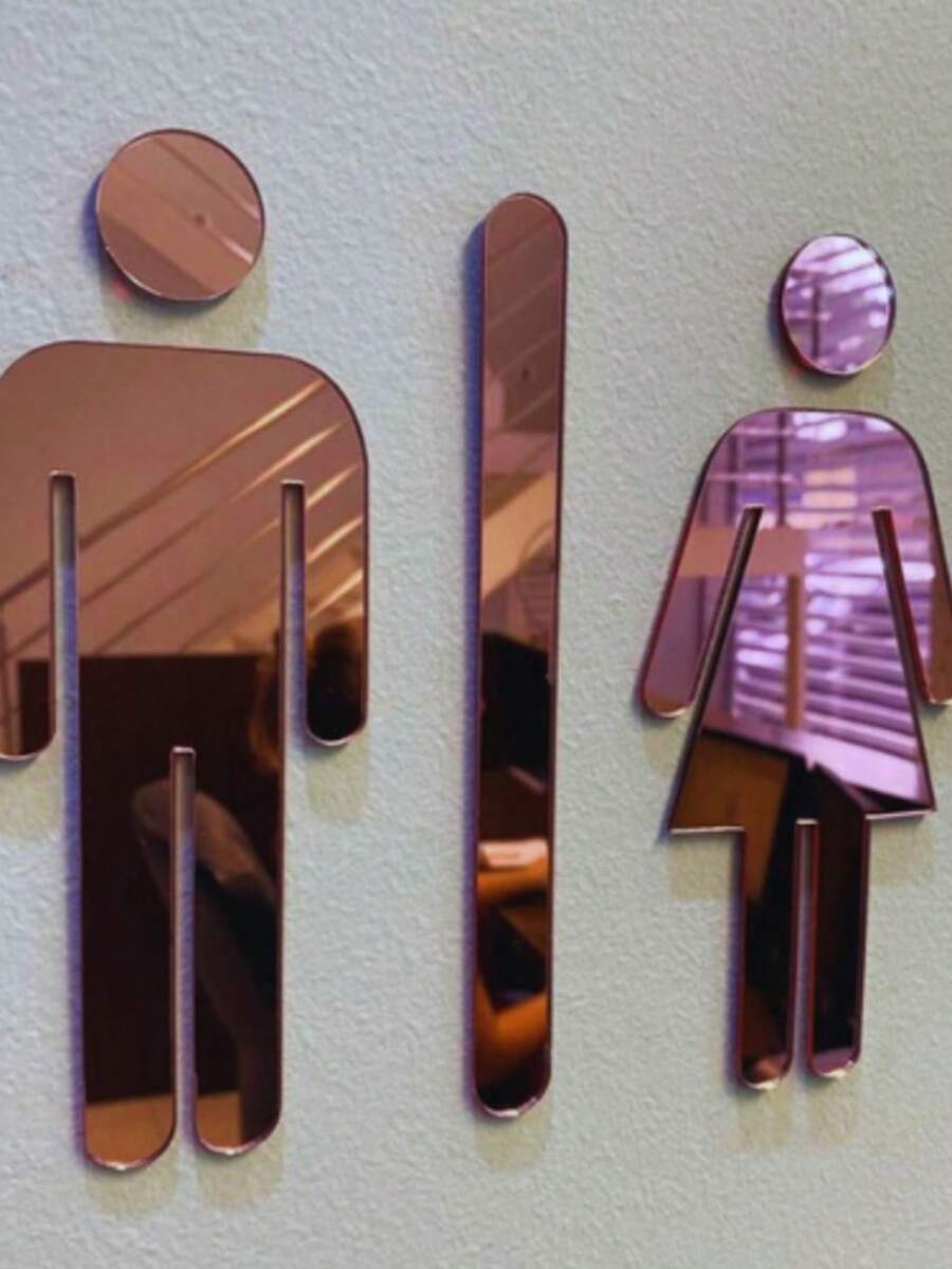 2mm Acrylic Mirrored Bathroom Signage Sign For Company Decoration - 乾枯玫瑰色 - 查看 1