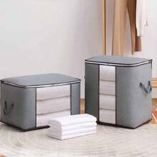 1pc Blanket Storage Bags With Zipper, Non Woven Foldable Comforter Storage Bag, Large Organizers For Blankets, Pillow, Quilts, Linen, Storage Containers With Clear Window