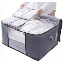 1pc Blanket Storage Bags With Zipper, Non Woven Foldable Comforter Storage Bag, Large Organizers For Blankets, Pillow, Quilts, Linen, Storage Containers With Clear Window