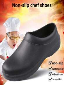 Unisex, Professional Non-Slip, Oil-Resistant, Waterproof, And Wear-Resistant Shoes. Toe Cap Design Protects Feet. Minimalist Solid Color Style, Low-Top, Easy Slip-On. Thick Sole Stable And Comfortable, With Heat Insulation Function. Suitable For Kitchen, Catering, Hotel, Food Factory, And Home Wear. Made Of High-Quality Durable Materials, Classic Black Color, Versatile And Practical. Specially Designed Professional Work Shoes For Chefs And Kitchen Workers!