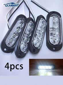 GLANBERT 4 piezas Barra de luces LED de 4 LEDs para camiones y coches, barra de luces LED delanteras y traseras para remolques, iluminación para barcos, luces exteriores para coches, luces intermitentes, luces de advertencia