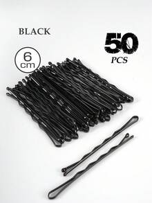 150/100/50pcs Black Metal Solid Casual Wavy Bobby Pin For Women And Girl, Non-Slip Hair Clips For All Hair Types, Suitable For Daily Use And Hair Styling Claw Clips Hair Claws Hair Barrettes, School Stuff, Hair Accessories