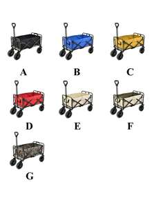 Collapsible Utility Wagon With Quiet Solid Tires, Adjustable Handle, Durable Fabric - Ideal For Camping, Tailgating, Shopping Adventures