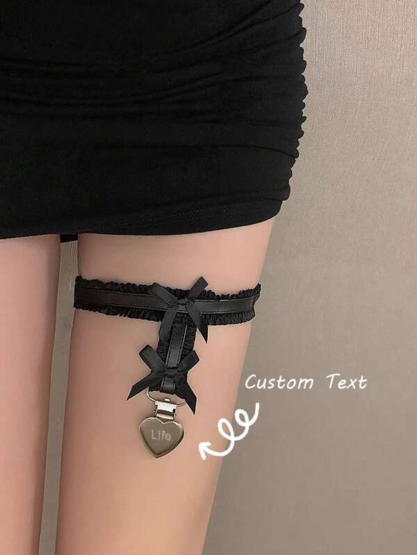 1 pieza Liguero clásico y sexy con lazo, accesorio de liguero estilo oscuro para el muslo de mujer