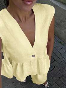 Conjunto de 2 piezas para mujer con top sin mangas y pantalones de cintura elástica, outfit casual y elegante de tela ligera y transparente para eventos nocturnos, playa, boda, jardín, calle