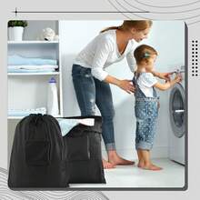 Travel Laundry Bags, Dirty Clothes Travel Bag With Handles, Portable Small Laundry Sack For Travelling, Suitcase, Gym, Camping (Black| 1 Pack) - Black - View 6