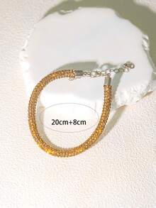 1 件时尚奢华精致水钻吊坠绳链手链，非常适合夜总会、舞会、音乐会、可堆叠装饰 - 黃色 - 查看 4