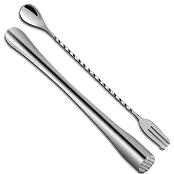 Cocktail Muddler 11.2 Inch And Bar Spoon 11.6 Inch Extended Muddler Set Stainl Steel Home Bar Tool For Making Delicious Cocktails Drinks Juice