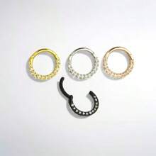 1 pièce Anneau de nez en acier inoxydable avec zirconium cubique, bijou de piercing anneau de nez sans couture fermé