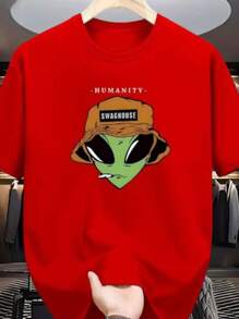 Unisex Printed Shirt And Launch 100% Cotton Comfort Shirt Summer Fashion - 紅色 - 查看 2