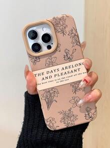 Minimalistisches 2-in-1 Lederbeschichtetes vintage Blumen Perforiert Stoßfestes Handyhülle geeignet für Apple