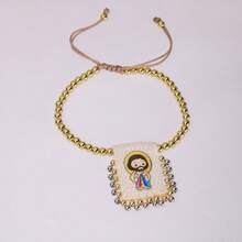 1pc Printing Portrait Charm Bracelet For Women Handmade Golden Copper Beads Jewelry Boho Accessories