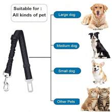 Cintura di sicurezza retrattile ed elastica per animali domestici, con assorbimento degli urti, guinzaglio regolabile in nylon per cani e gatti per veicoli