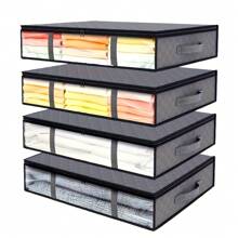 1pc Beige Multi-Purpose Foldable Storage Box With Lid - Dustproof, Moisture-Resistant Non-Woven Handbag Organizer, Stackable Sorting Case For Clothes, Blankets, Toys - Ideal For Bedroom, Closet Organization
