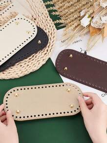 4pcs 8.66x3.93 Inch Crochet Bag Base, 4 Colors Diy Woven Bag Bag Bottom Handmade Bag Base Accessories Leather Bag Bottom Oval Bag Bottom Pad Knitted Crochet Base Wallet Bottom With Hole For Handbag Purse Tote Bag Shoulder Crossbody Bag