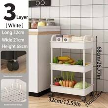 3 Layer/ 4Layer Plastic Rolling Utility Cart With Handle Storage Trolley For Office, Living Room, Kitchen, Movable Storage Organizer With Wheel