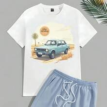 220g Cotton T-Shirt - City Driving 1976 - Classic Car Graphic , Retro Style, Soft Breathable, Durable Print, 'sWo's Vintage Inspired Top, Perfect Gift For Car Lovers 0001220g Cotton Crew Neck Top With Gentle Be Yours Typography And Pastel Color Design,Subtle Y2K Meets Natural Style, I For Young Wo Seeking A Calm,Great Gift For A Gentle Soul,Casual Yet Elegant Daily Wear For Garden Walks, Coffee Dates, Art Museums, Or Reading Nooks - White - View 1