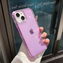 Sm01 Transparent Durable 3-In-1 Glitter Case For Smartphones - Full Triple Layer Protection - Purple Glitter - View 2