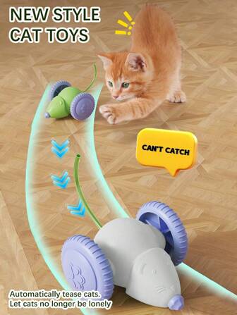 1pc USB Rechargeable Interactive Cat Toy, Automatic Moving Mouse With Quiet Silicone Wheels, Durable Plastic, Intelligent Obstacle Avoidance, Suitable For All Breed SizesThe Cat