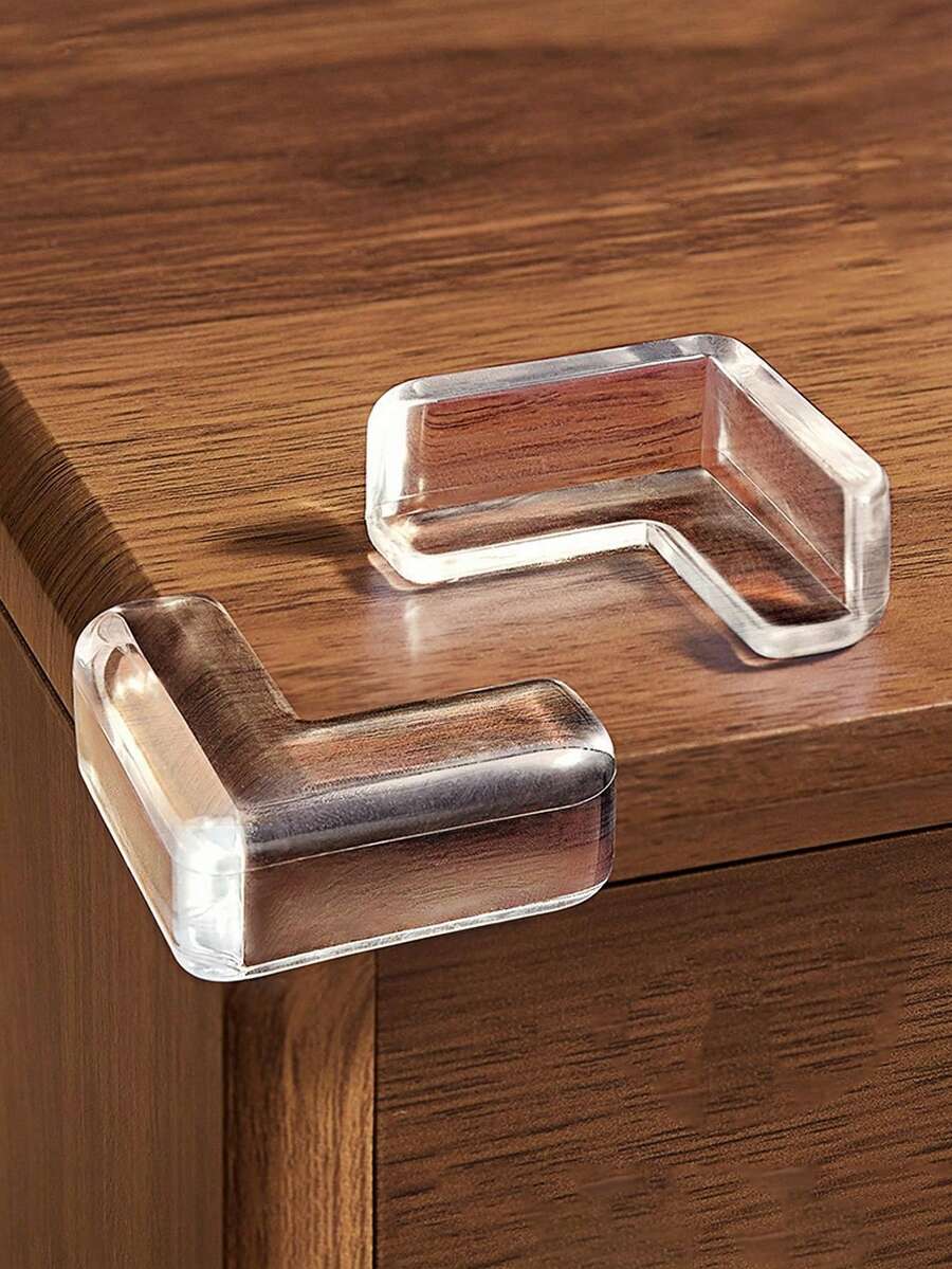 4/16 piezas Almohadillas transparentes de PVC anti-colisión, protectores de bordes para escritorio, estantería, alféizar de ventana, cubierta protectora de silicona transparente suave, cojín minimalista moderno para el hogar