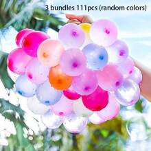 37 stuks/111 stuks waterballonbombal voor zomerwaterspelletjes en waterfeestjes, latex waterballen in gemengde kleuren, automatische afsluiting, snelle watervulling, een gratis wateraansluiting, zeer geschikt voor feestjes, spelletjes en decoraties (willekeurige kleur)