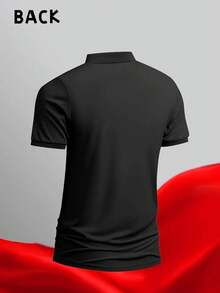 GRDR Men's Summer Casual Solid Color Short Sleeve POLO Shirt - Black - View 4