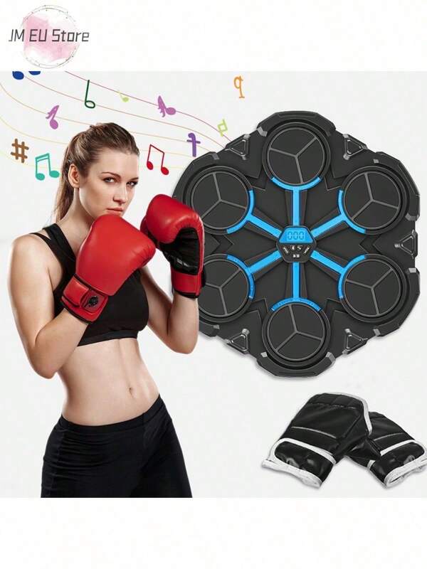 LIPETY Machine de boxe musicale, appareil d'entraînement musical intelligent avec écran LED, 6 cibles, 1 gant réglable, appareil d'entraînement musical mural pour enfants, cadeau de boxe pour garçons et filles