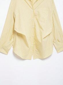 DEEKA Nouvelle chemise en soie ample et décontractée à manches longues pour femmes au printemps et en automne, grande taille, jaune beurre d'été