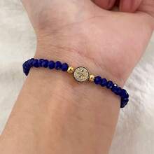 1pc Cut Surface Bead Cross Bracelet Stretch Jewelry Beaded Crystal Bracelets For Women Gift