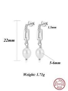 ORSA JEWELS 1 par de pendientes de plata de ley 925 con perlas de agua dulce en forma de gota y circonita brillante, diseño de clip de papel como joyas de mujer para regalo de cumpleaños, Día de San Valentín, boda, compromiso y uso diario