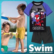 Marvel Spiderman Swimsuit Set 2 Piece Swimming Costume Shorts Rash Vest Pool Beach Holiday Essentials - Multicolor - View 3