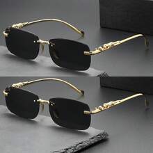 5件装 2件装 1件装 小盒方形时尚眼镜 新款个性化金属海洋时尚眼镜 女士高级街头眼镜 - 金色 - 查看 21