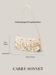 Bolso de hombro de paja para mujer, bolso de playa tejido de paja, pequeño clutch de paja, bolso, billetera y monedero, dulce y elegante, liviano y con estilo, una opción versátil para salidas diarias. Bolsos y carteras para mujer, verano, regalos de maestros, artículos esenciales para vacaciones, artículos esenciales de viaje