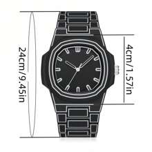 1pc Black, White & Green Men's Cartoon Line Quartz Wrist Watch, Fashionable Creative Minimalist Design, Suitable For Business, Casual, Sports, Gift For Men