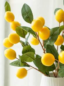 1PC/2pcs/3PCS/5PCS, Artificial Lemonade Ornament, 67cm Long, 1 Stick 6 Fruits, Non-Fading Flexible Plastic Plant Artificial Flower Fruit Potted Decoration, Modern Simple Nordic Style, Suitable For Home Interior And Outdoor Decoration, Flower Arrangement, Wedding, Etc.