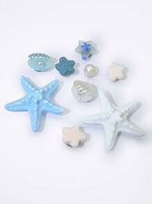 1pc Summer Vacation Style Starfish & Shell Charm Set For Women Casual Sandals/Slippers Decorative Accessories