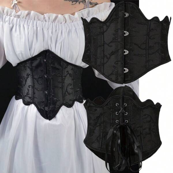 1pc Women Retro Royal Style Corset, Double-Sided Boned Waist Cincher, Suitable For Daily Wear