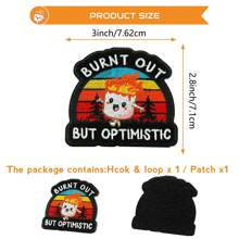 GIURKUU 1 PIEZA Parche bordado optimista a pesar de estar quemado, parche divertido de fuego bordado, parches con de moral de dibujos animados, apliques de meme lindos para mochilas, gorras de camionero, arneses para perros, chalecos del ejército, chaquetas
