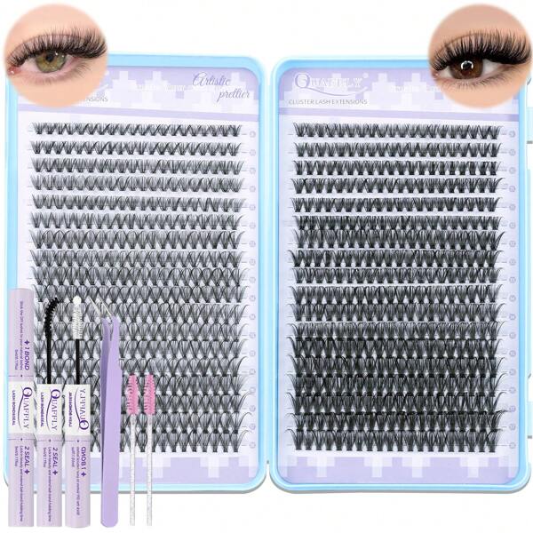 Lash Kit 720pcs D-Curl Lash Kit Individual With Eyelash Bond And Seal, Applicator And Remover - For DIY Eyelash At Home(30D+40D 9-18mm)