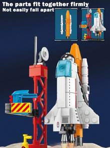 3D Puzzle Toy, Aerospace Shuttle Rocket Spacecraft Assemble DIY Puzzle Model, Miniature City Street Scene, Children Small Particle Building Blocks Toy