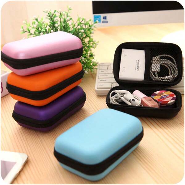 Bolsa de almacenamiento portátil y multifuncional para cables de datos, auriculares, monedas, llaves, cargadores, pequeños accesorios digitales y artículos de viaje