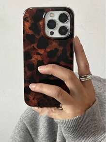 Vintage Black Brown Tortoiseshell Foil Texture Phone Case For IPhone 16 Pro Max, Apple 15, Soft Cover For 14 New, 12 Pro, 13 Pro Max, Anti-Fall Protective Cover For Women. The Color May Vary Slightly Under Different Display Angles.