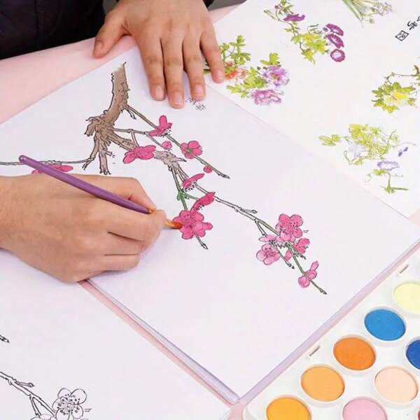20 hojas/set Páginas de colorear de acuarela, líneas de boceto de acuarela, pinturas de acuarela, bosquejos de acuarela para principiantes para trazar, de vuelta a la escuela, útiles escolares