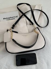 New Fashion Classic Joker Design PU Waterproof Letter Pattern Metal Chain Decor French Tote Shoulder Bag, Suitable For Shopping - White - View 11