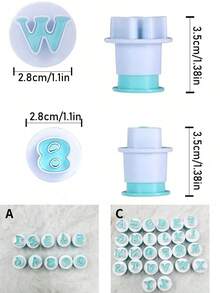 1个字母或数字翻糖蛋糕模具，饼干印章，压花切割器，大写数字形状饼干DIY - 彩色 - 查看 2