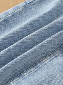 1pc Girls A-Line Denim Skirt, Casual Cute Fashion Versatile Skirt