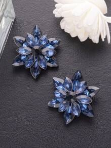 2 pièces/set Boutons de mode polyvalents en métal de grande taille avec strass multicolores en verre à forme de fleur. Convient pour manteau en fourrure, pull, décoration d'uniforme, bouquet DIY, chapeau, sac, accessoires de boîte à bijoux