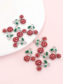 10 Stücke süße niedliche rote Kirsch Emaille Tropfenöl Anhänger mit glänzenden Strass-Einlagen, 6 Stile zierliche Fruchtform Zinklegierung Anhänger für DIY sommerliche, leuchtende Halskette, Armband, Ohrringe, Schlüsselanhänger, Handykette, Taschen Accessoire - Modeschmuck für Mädchen im Alltag, ideales Geschenk für Freunde