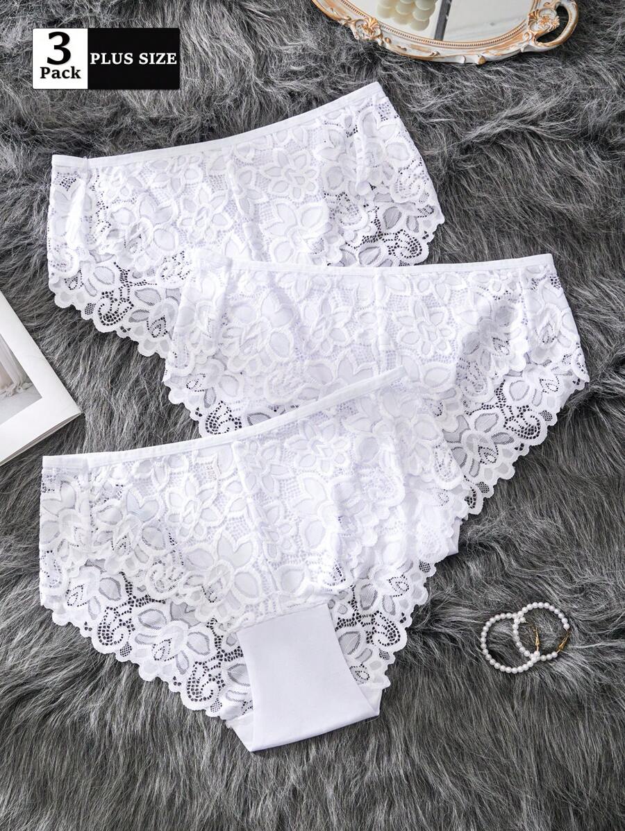 FOVTY 3 piezas Bragas sexy con encaje talla grande para volver al colegio