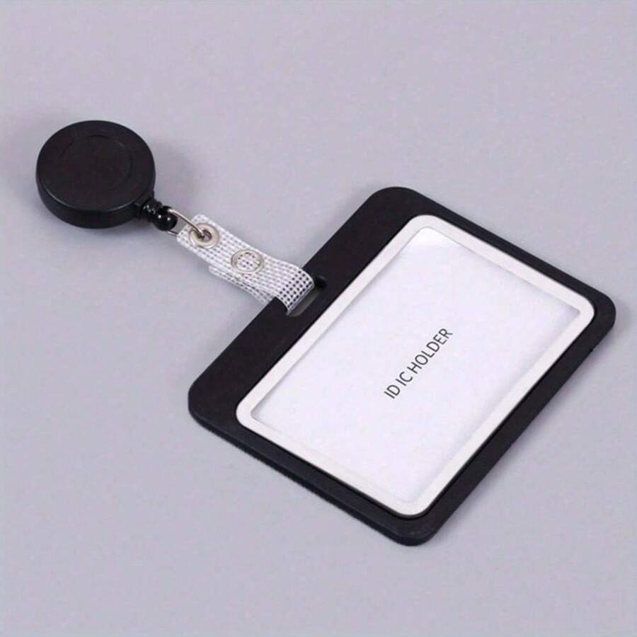 1/2/4pcs Black Horizontal ID Card Holders With Belt Clip - Durable Plastic Badge Reels For Work, Office, School Events, And Staff Identification - Secure & Convenient Design - 黑色 - 查看 1